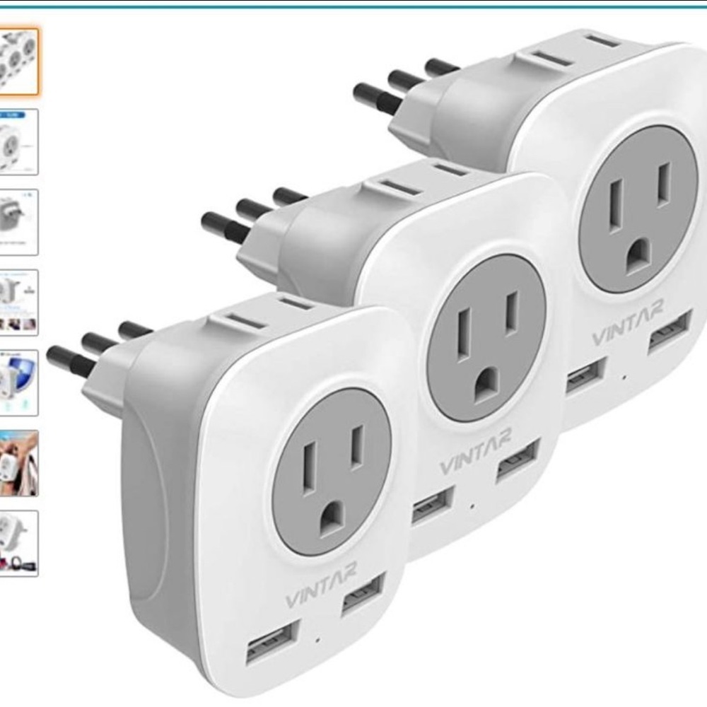 Italy Uruguay Chile (Type L) travel power adaptor